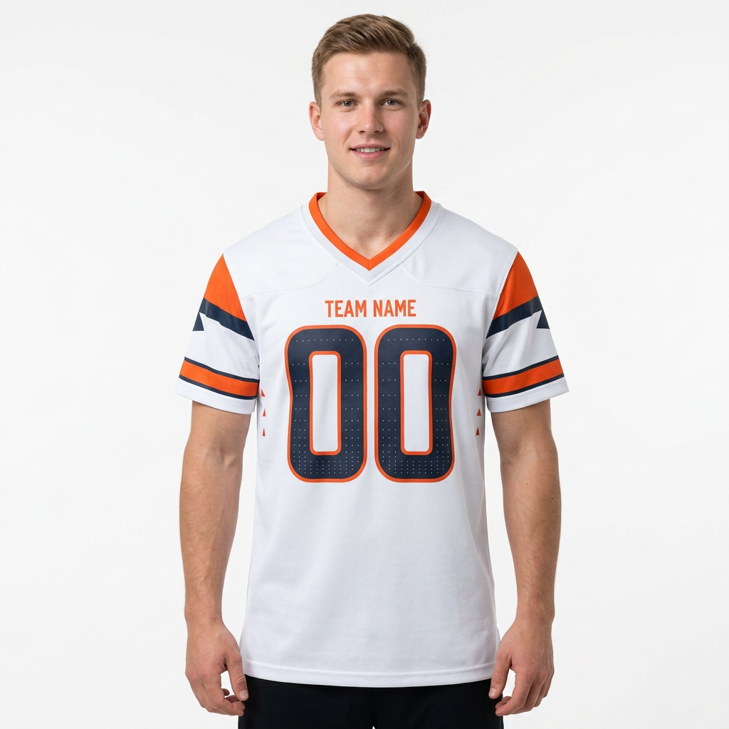 Custom White & Black/Orange Football Jersey