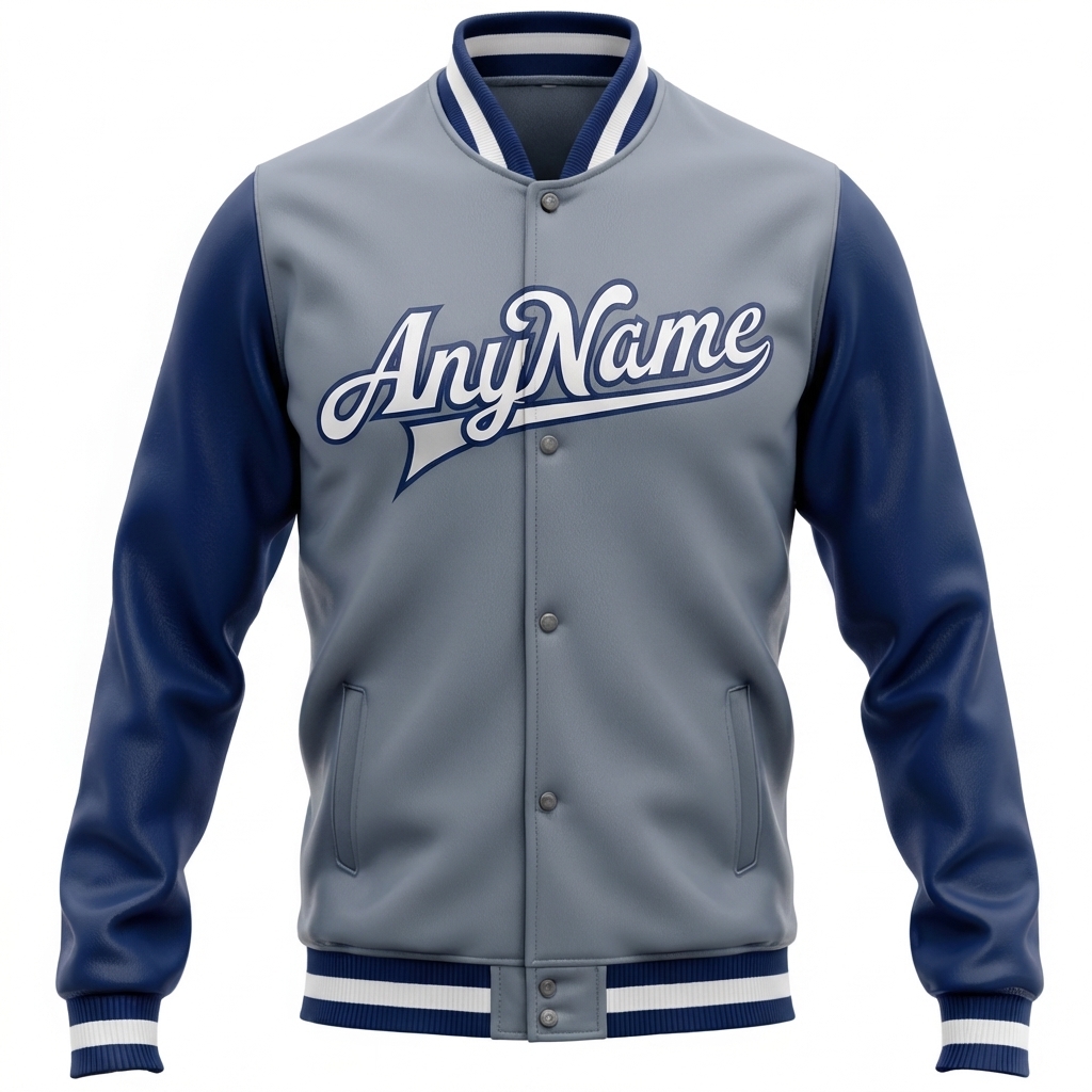 Custom Royal Blue & Gray/White Full-Snap Raglan Sleeves Fleece Jacket