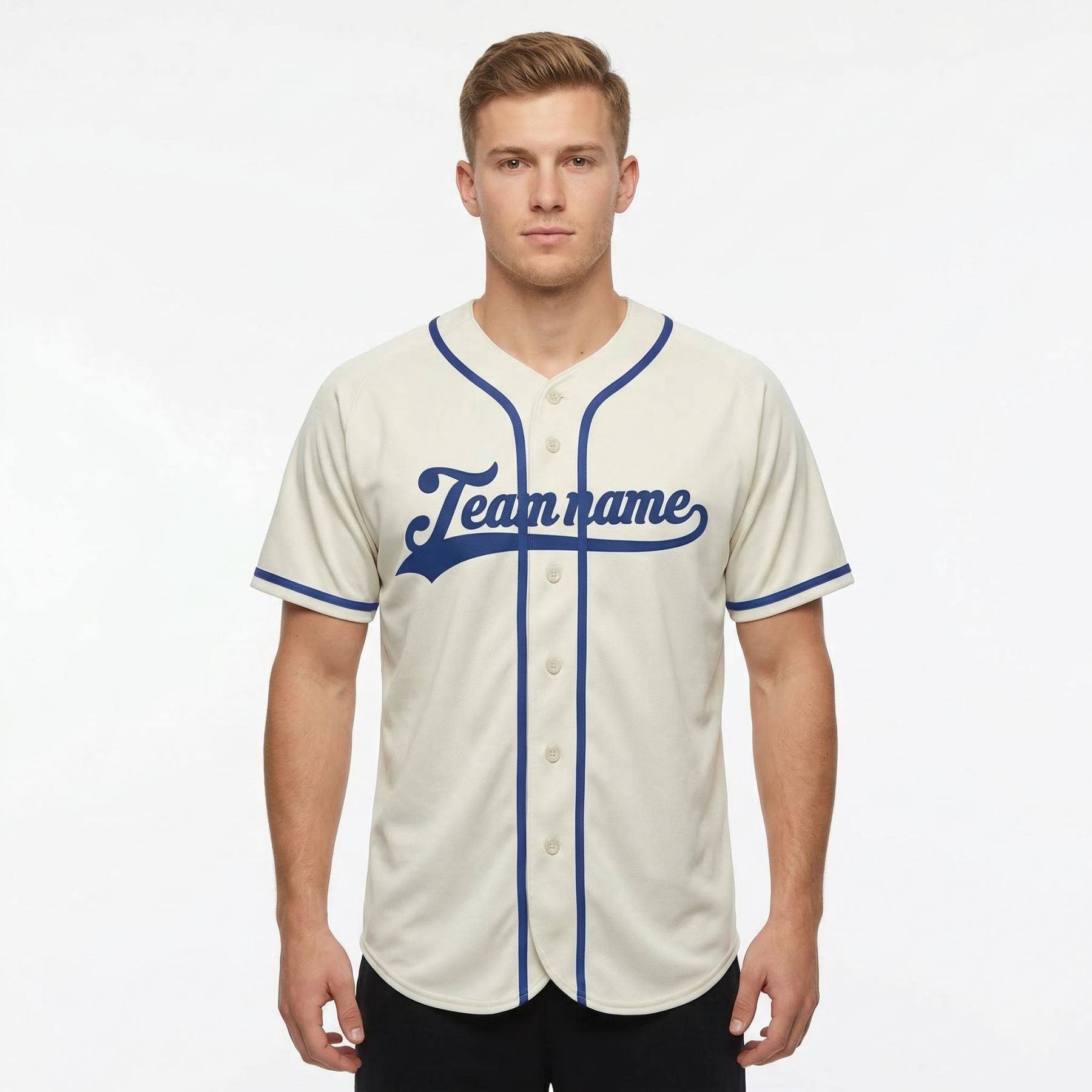 Custom White & Royal Blue Classic Fashion Baseball Jersey