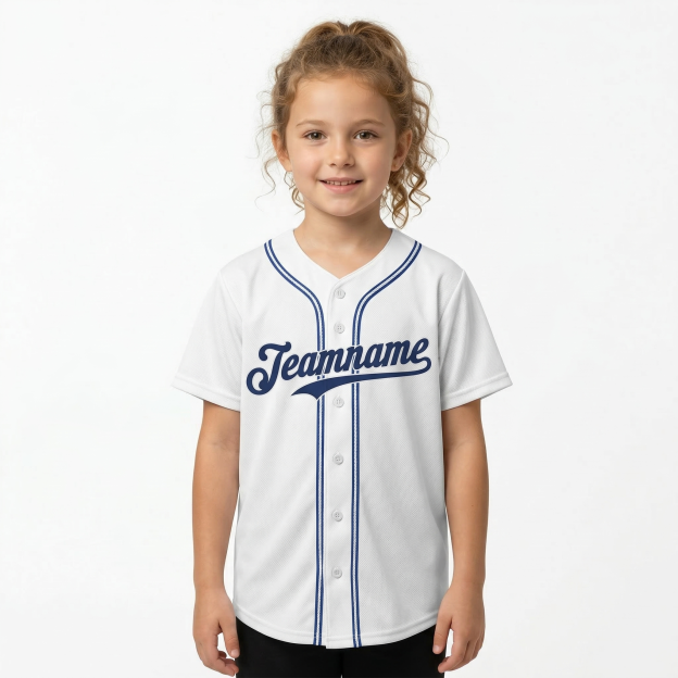 Custom White & Royal Classic Fashion Baseball Jersey