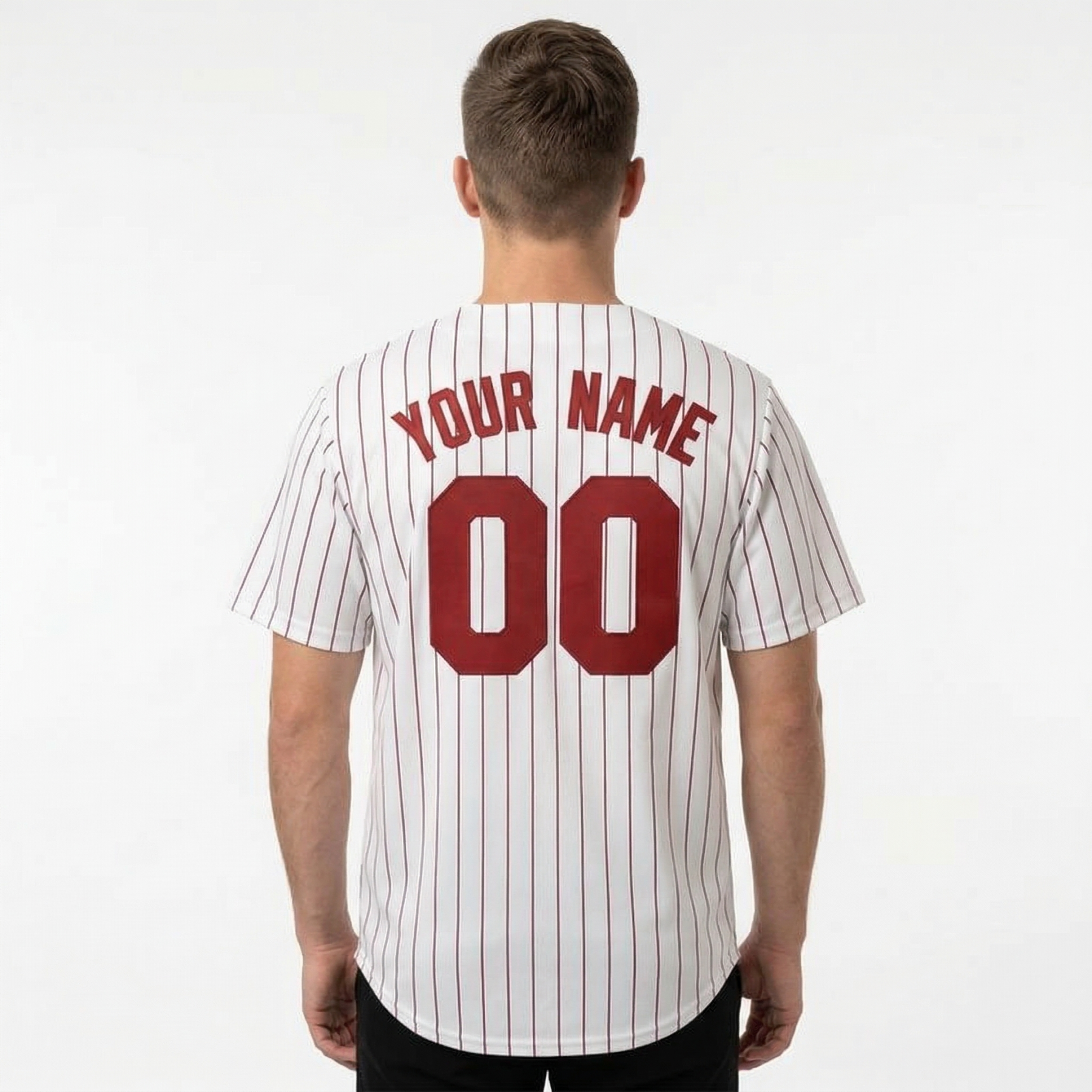 Custom White & Red Pinstripes Classic Fashion Baseball Jersey