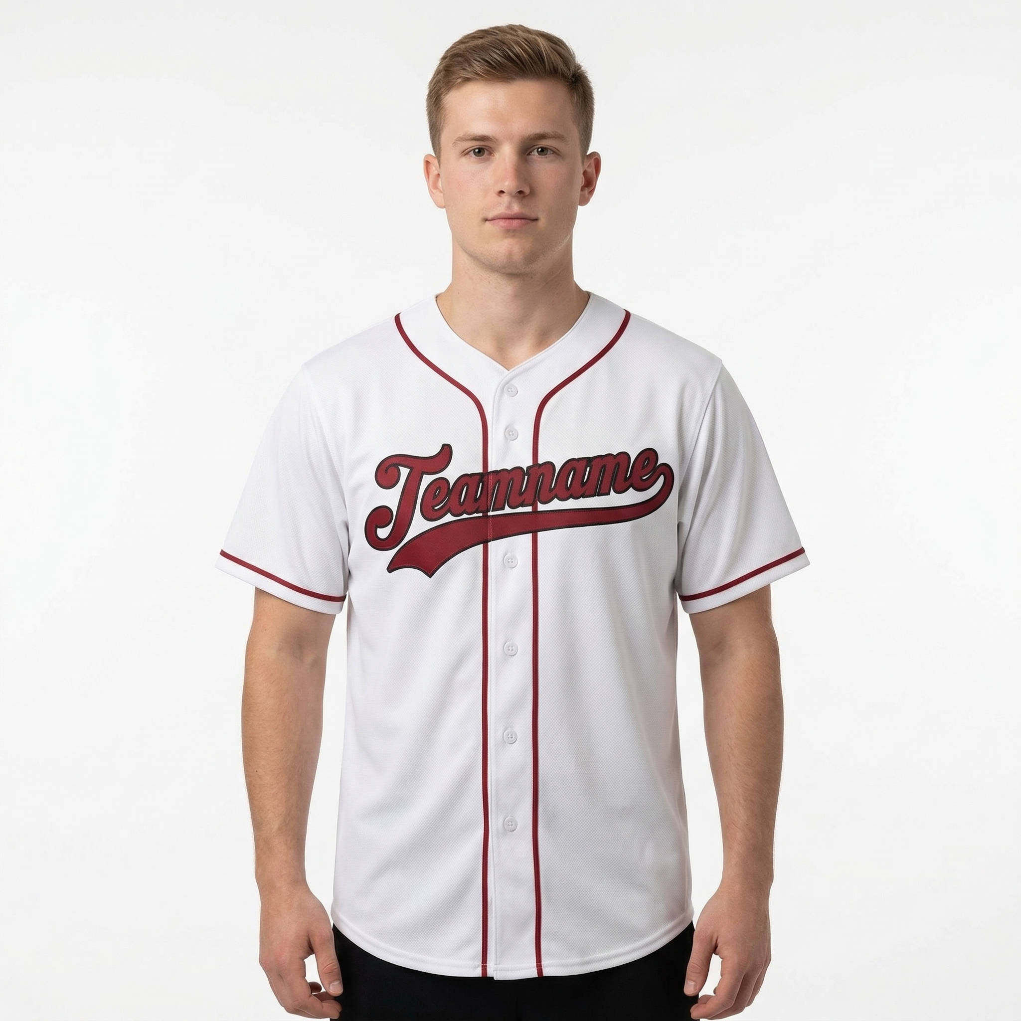 Custom White & Red/Black Classic Fashion Baseball Jersey