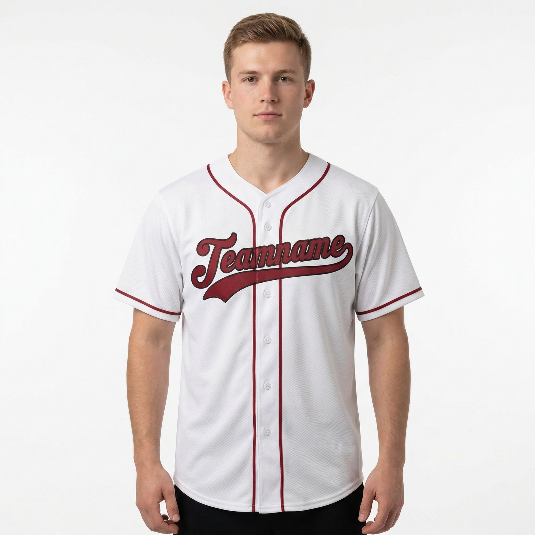 Custom White & Red/Black Classic Fashion Baseball Jersey