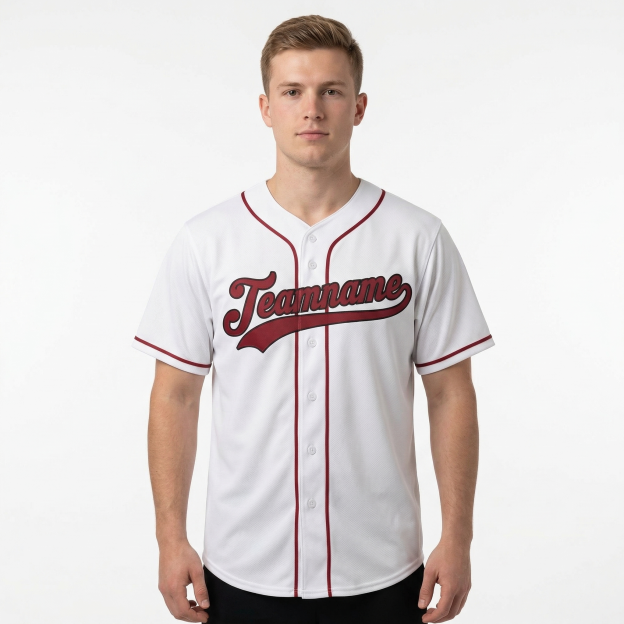 Custom White & Red/Black Classic Fashion Baseball Jersey