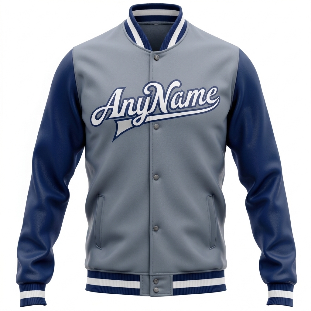 Custom Royal Blue & Gray/White Full-Snap Raglan Sleeves Fleece Jacket