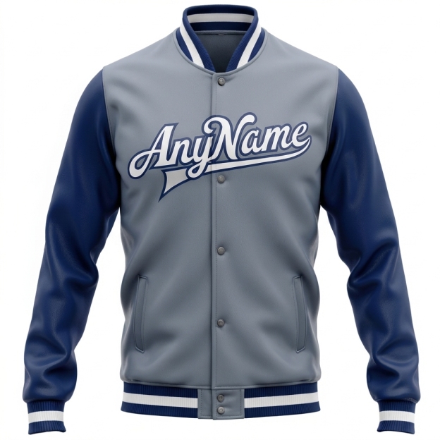 Custom Royal Blue & Gray/White Full-Snap Raglan Sleeves Fleece Jacket