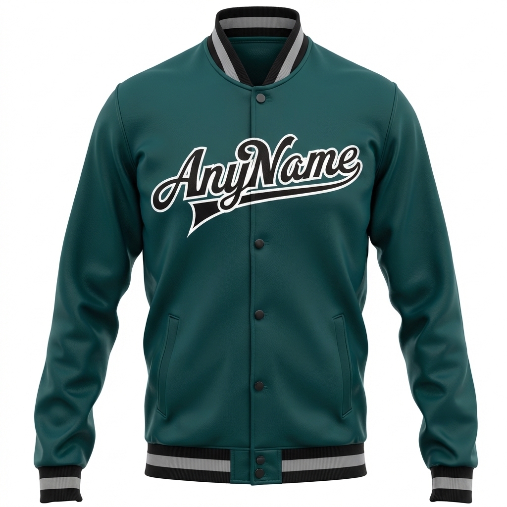 Custom Midnight Green & Black/White Full-Snap Fleece Jacket