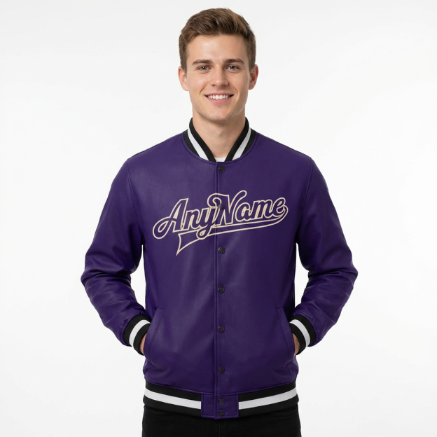 Custom Purple & White/Black Full-Snap Fleece Jacket