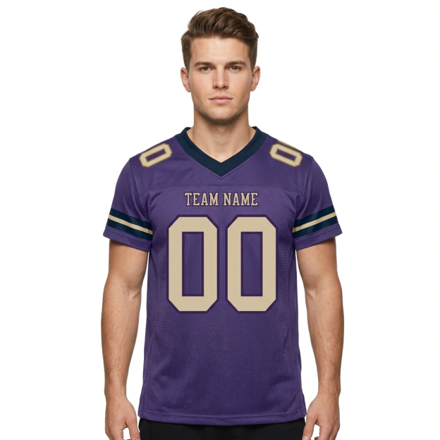 Custom Purple & Cream/Black Football Jersey