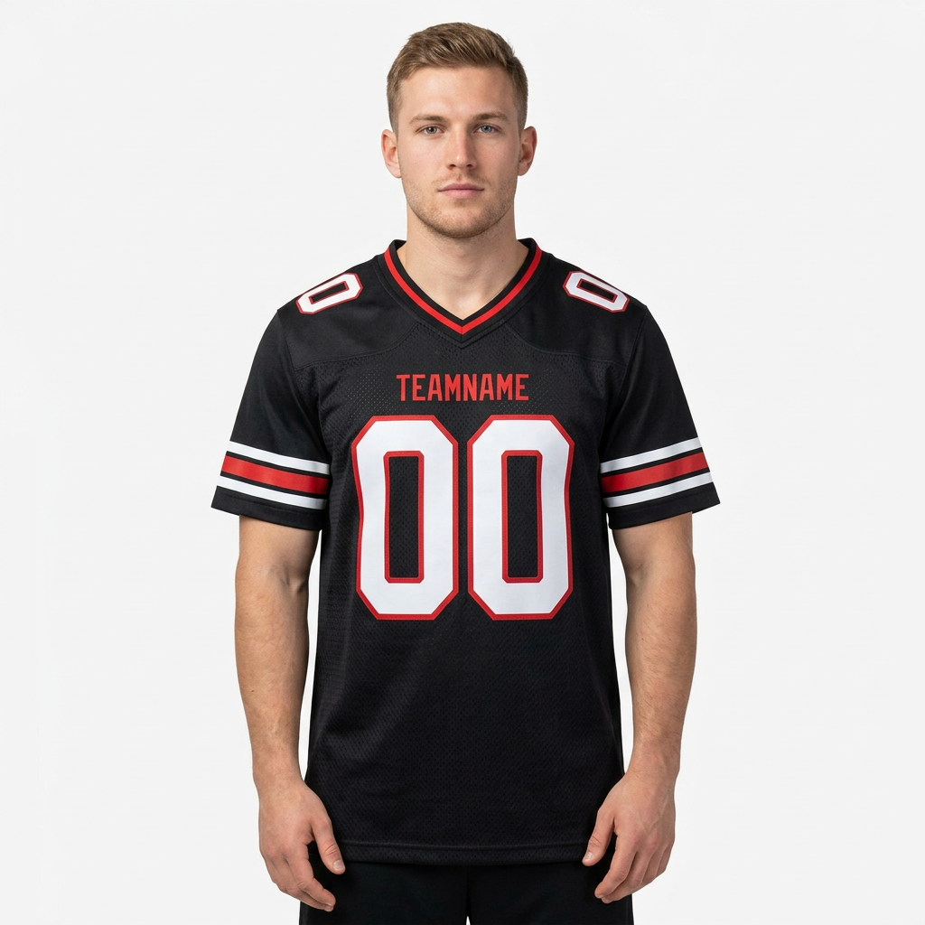 Custom Black & White/Red Football Jersey