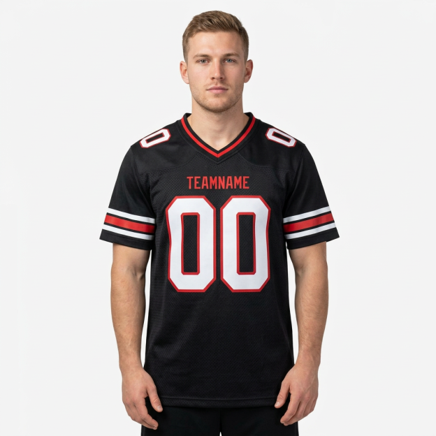 Custom Black & White/Red Football Jersey