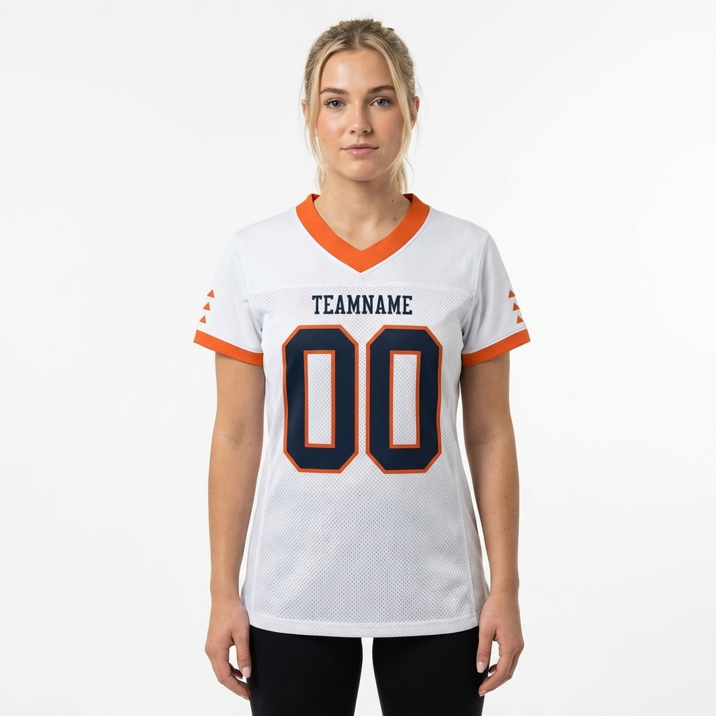 Custom White & Black/Orange Football Jersey