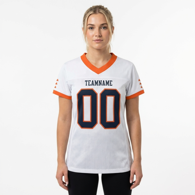 Custom White & Black/Orange Football Jersey