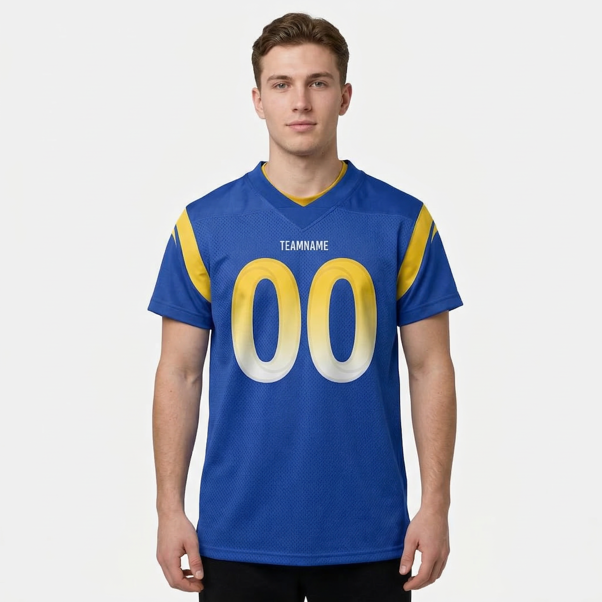 Custom Royal & White/Gold Football Jersey