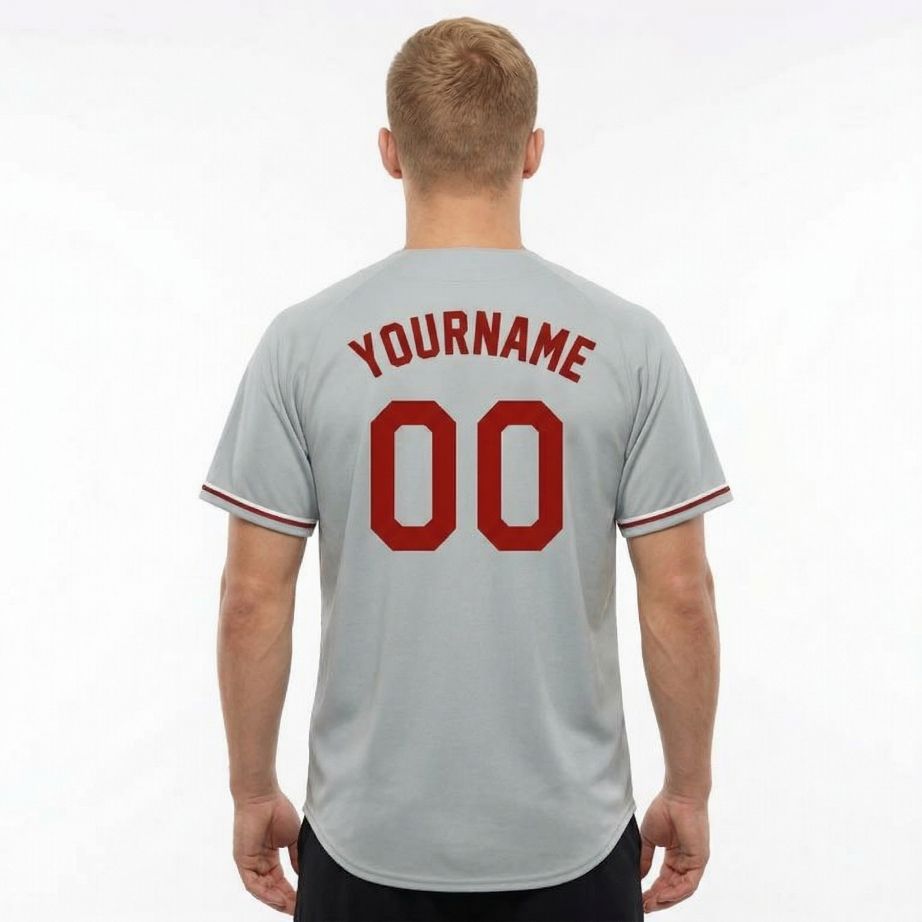 Custom Grey & Red/White Classic Fashion Baseball Jersey