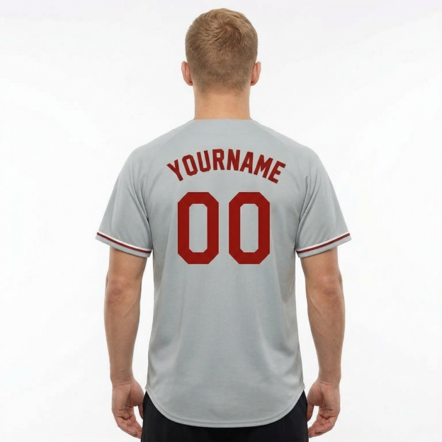 Custom Grey & Red/White Classic Fashion Baseball Jersey