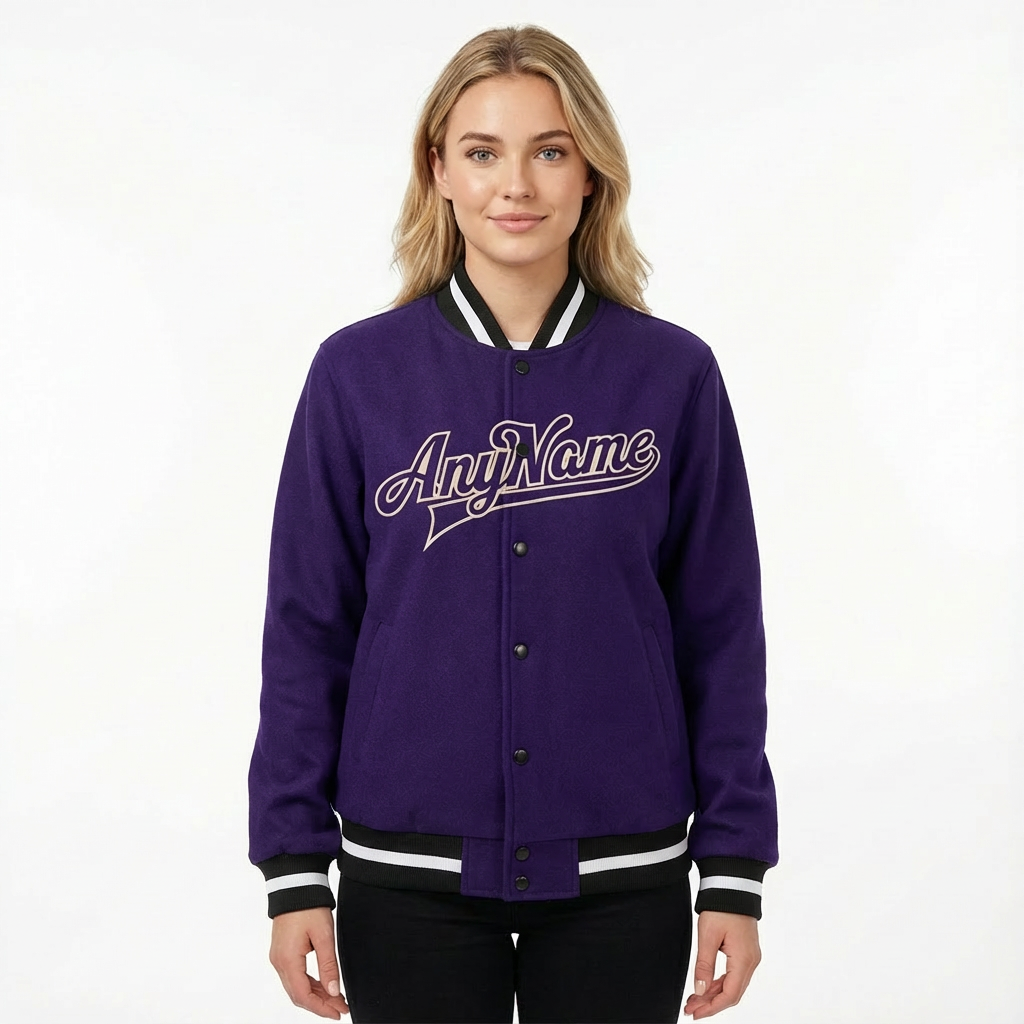 Custom Purple & White/Black Full-Snap Fleece Jacket