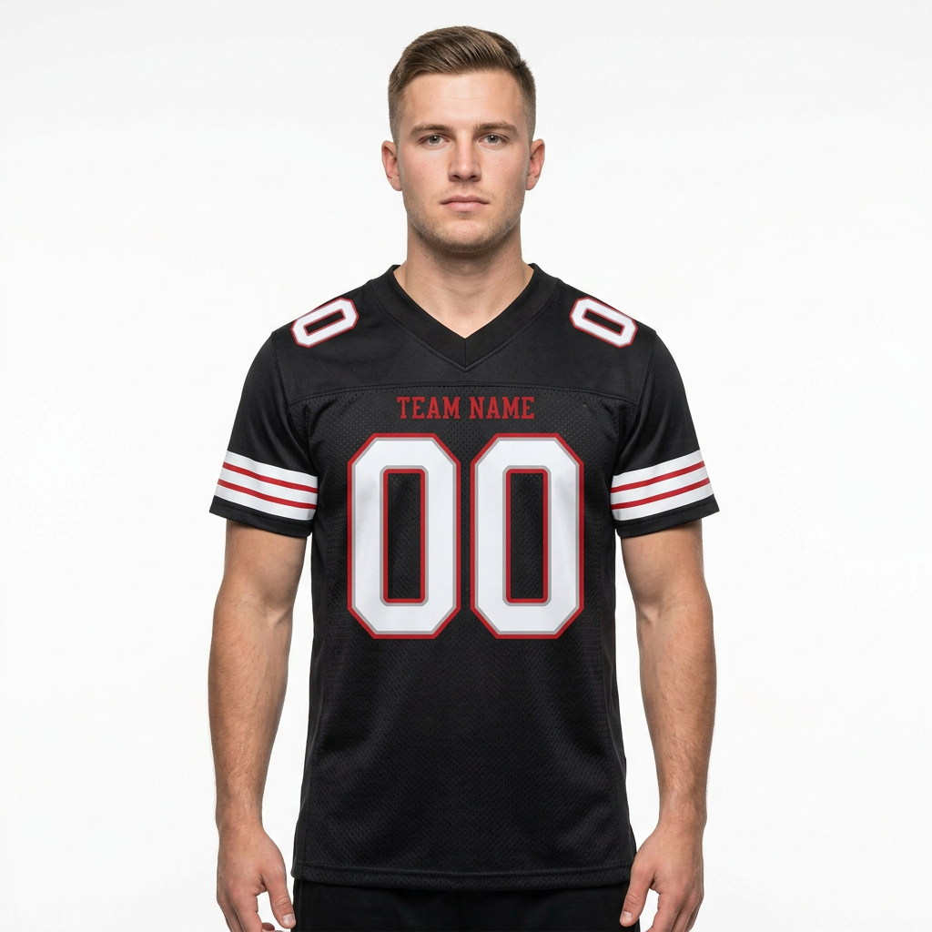 Custom Black & White/Red Football Jersey