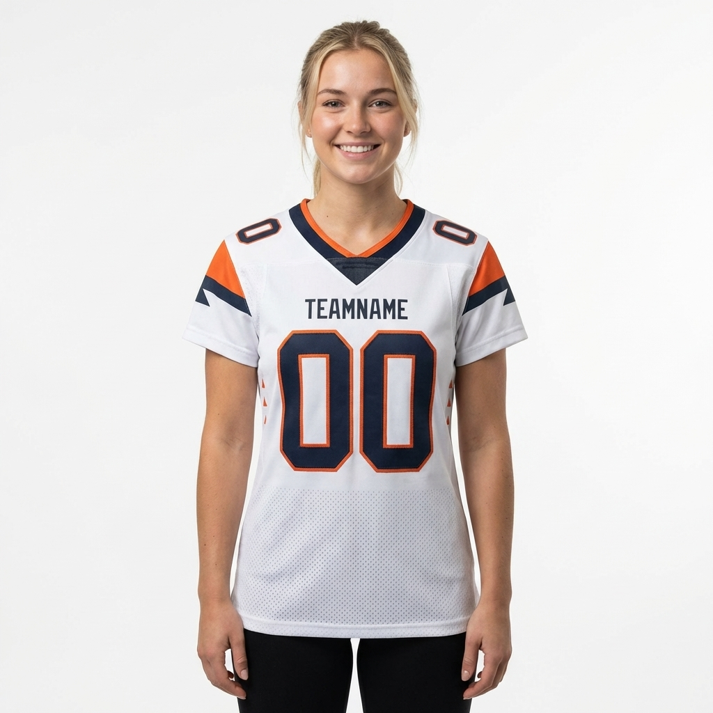 Custom White & Black/Orange Football Jersey