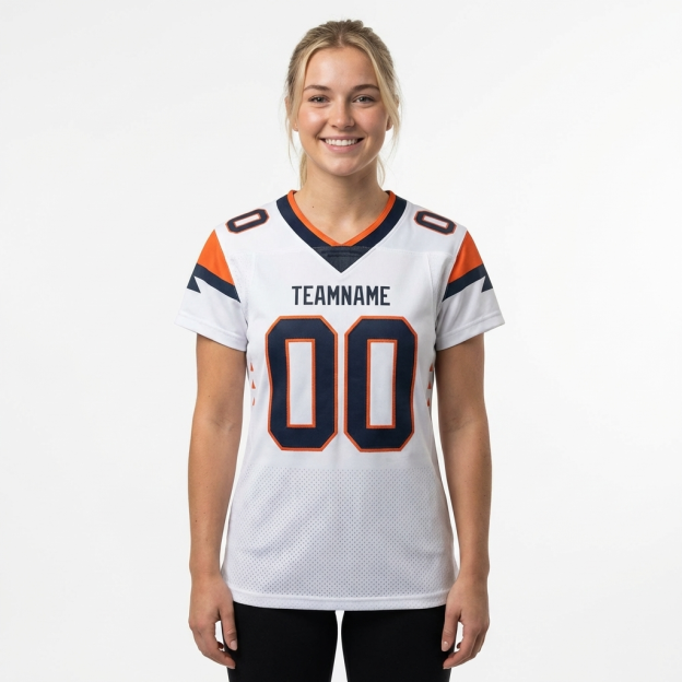 Custom White & Black/Orange Football Jersey