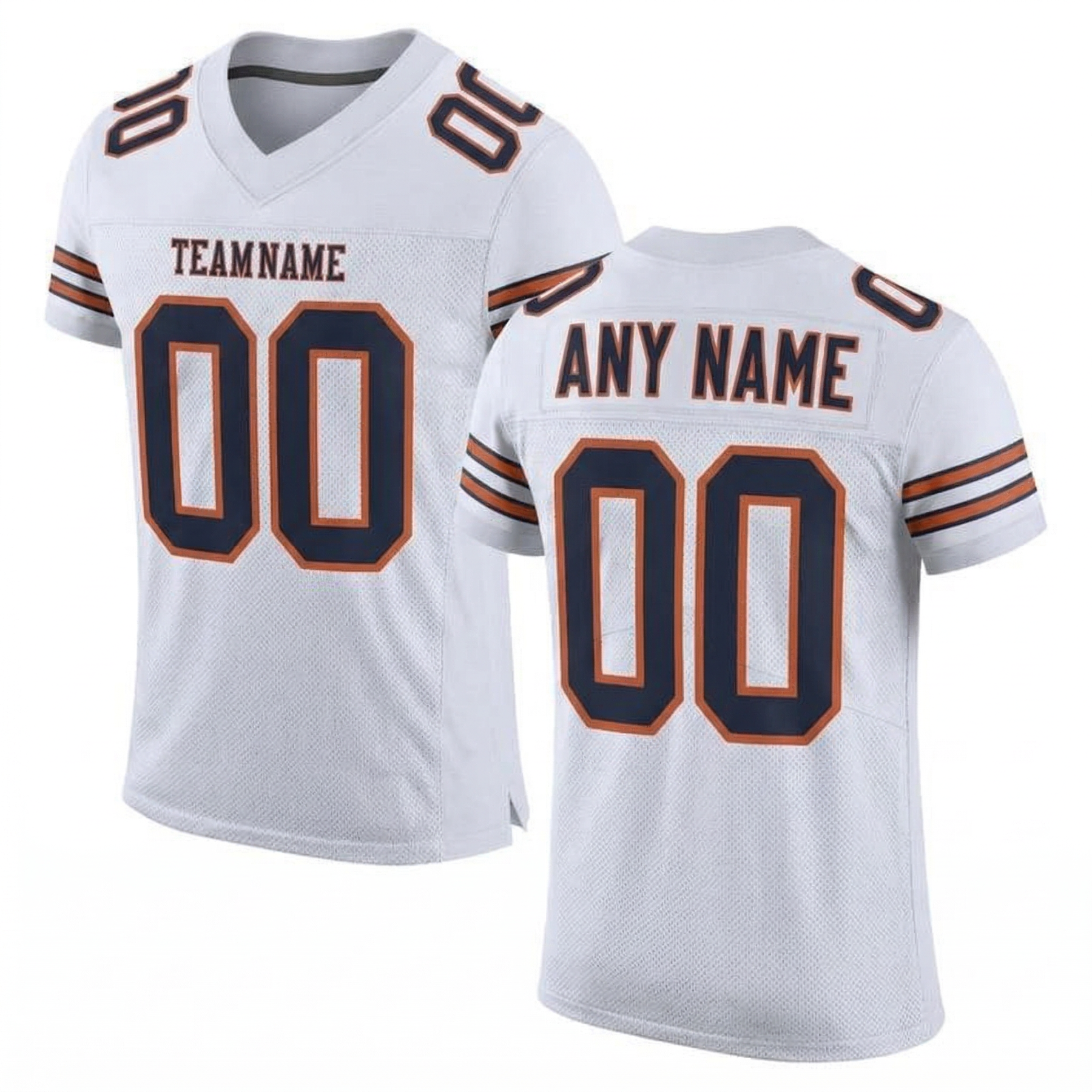 Custom White & Navy/Orange Football Jersey
