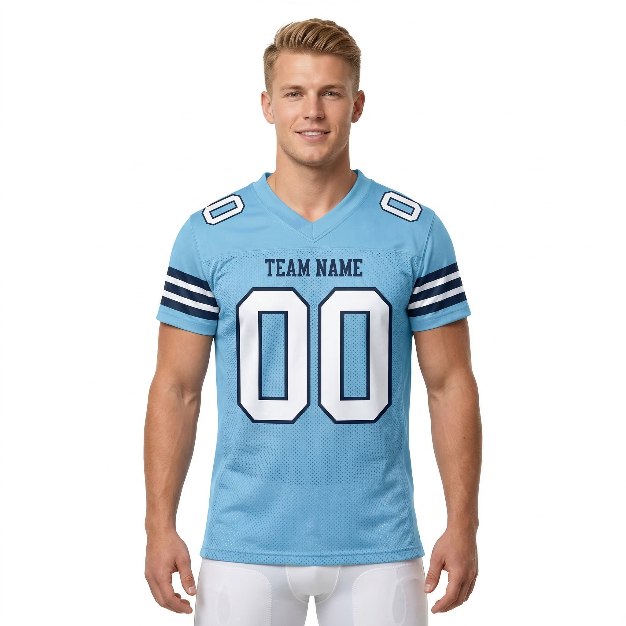 Custom Blue & White/Navy Football Jersey