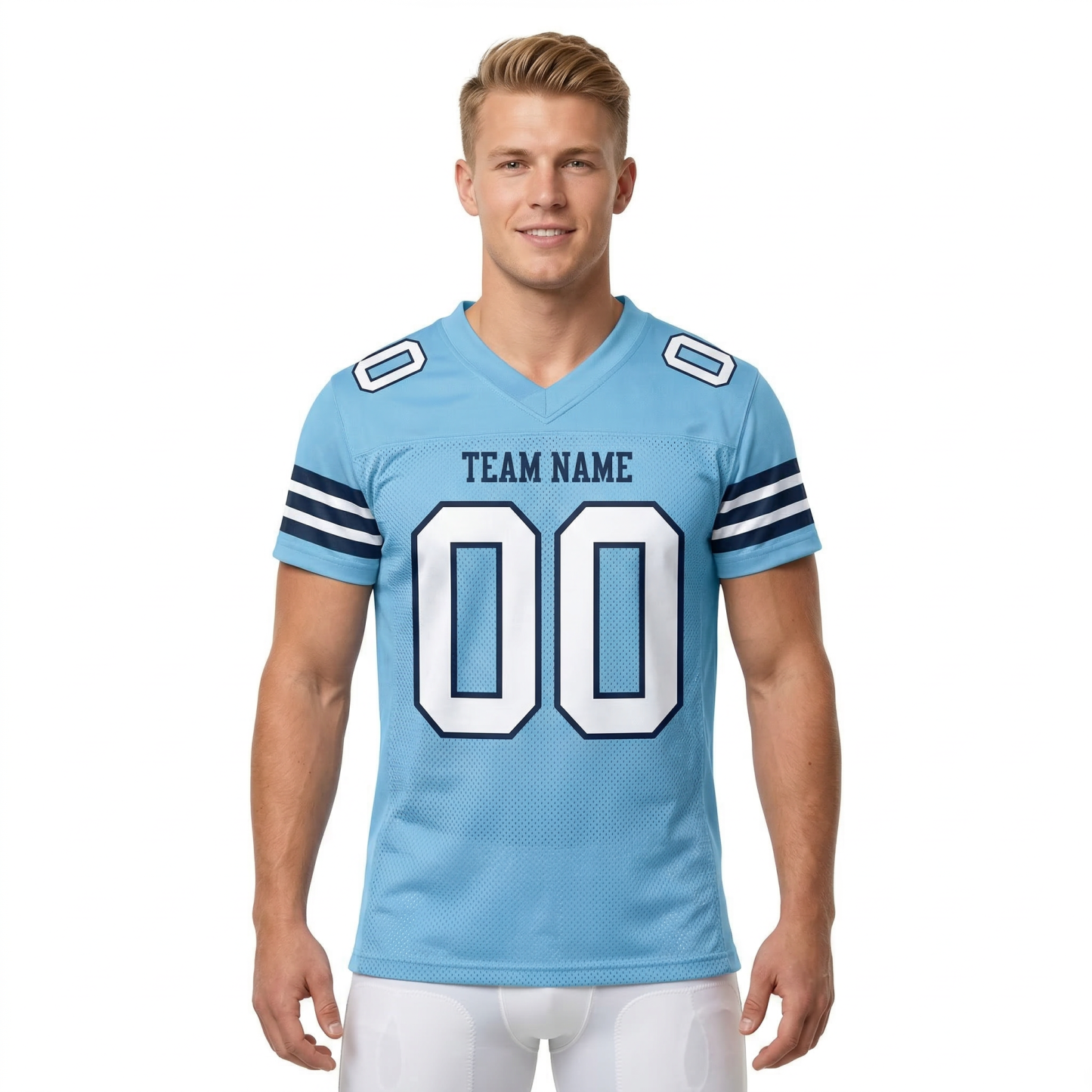 Custom Blue & White/Navy Football Jersey