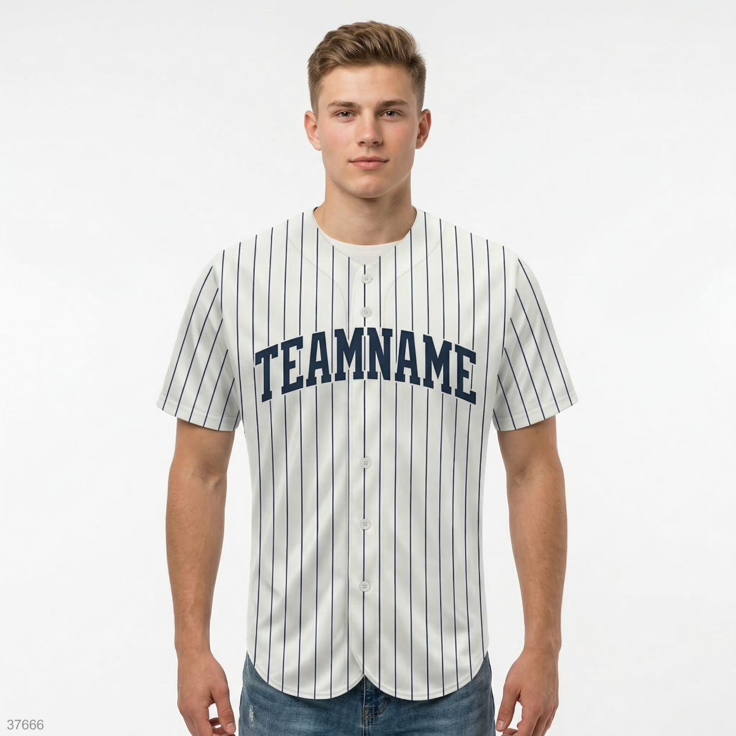 Custom White & Navy Blue Classic Fashion Baseball Jersey