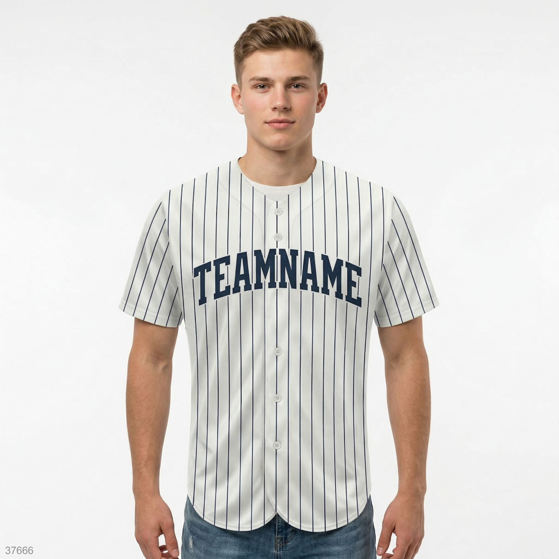 Custom White & Navy Blue Classic Fashion Baseball Jersey
