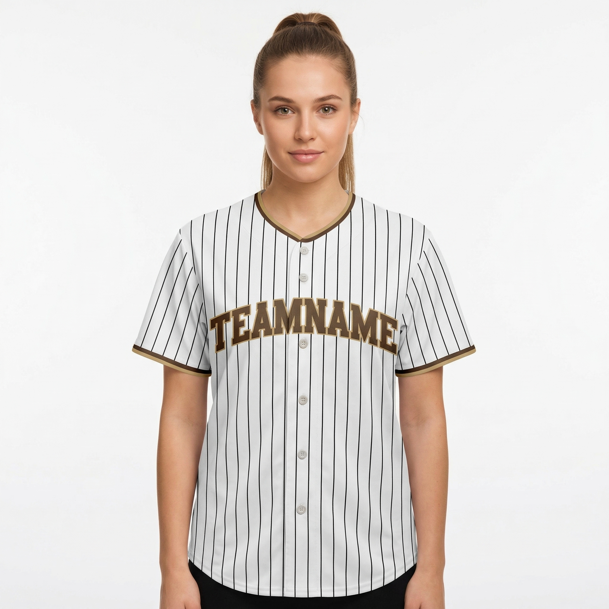 Custom White & Brown/Yellow Pinstripes Classic Fashion Baseball Jersey