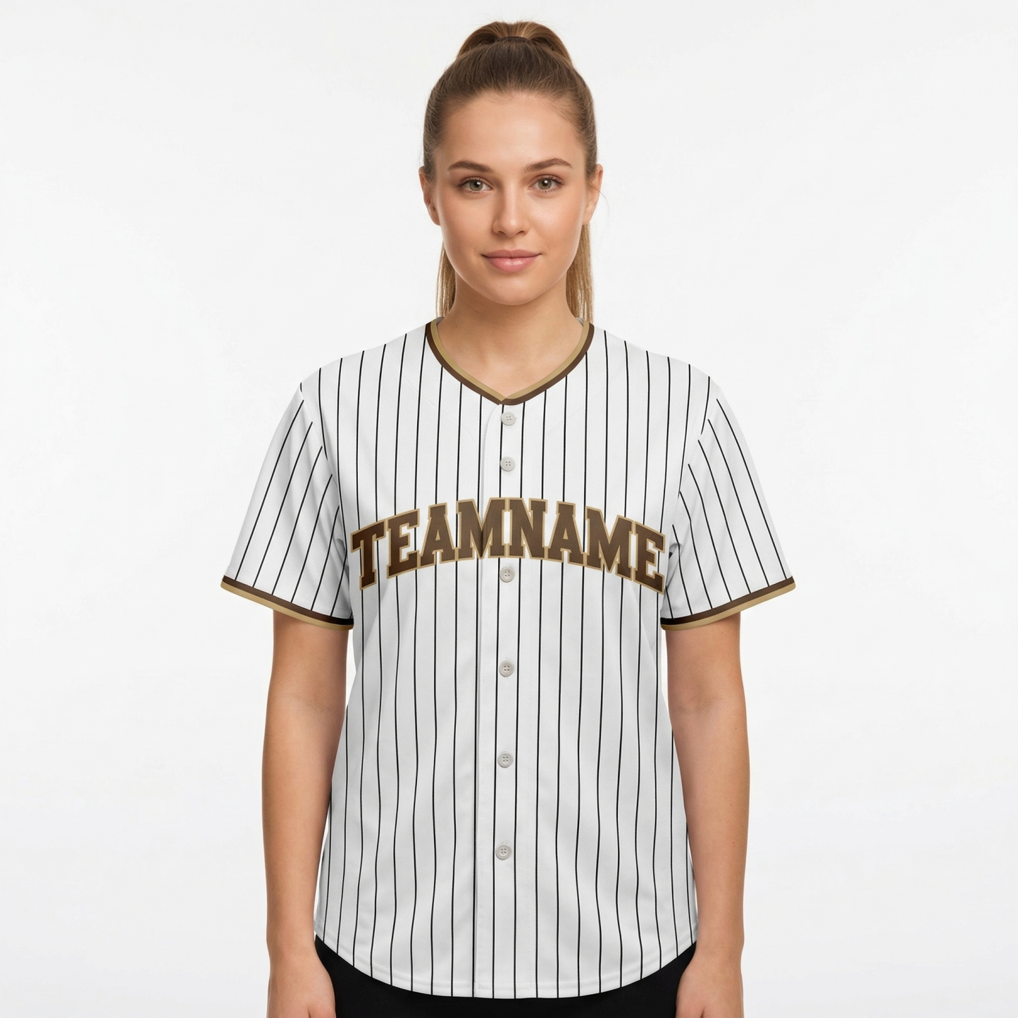 Custom White & Brown/Yellow Pinstripes Classic Fashion Baseball Jersey