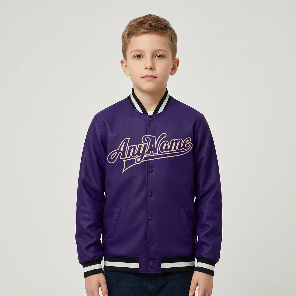 Custom Purple & White/Black Full-Snap Fleece Jacket