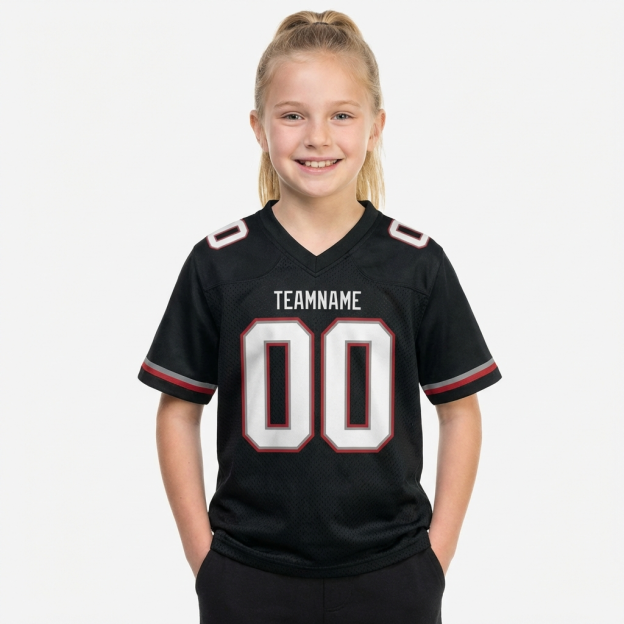 Custom Black & White/Grey-Red Football Jersey