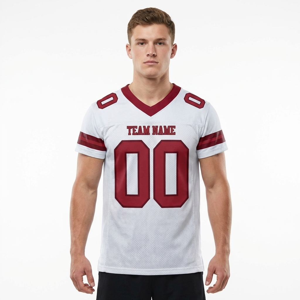 Custom White & Burgundy Football Jersey