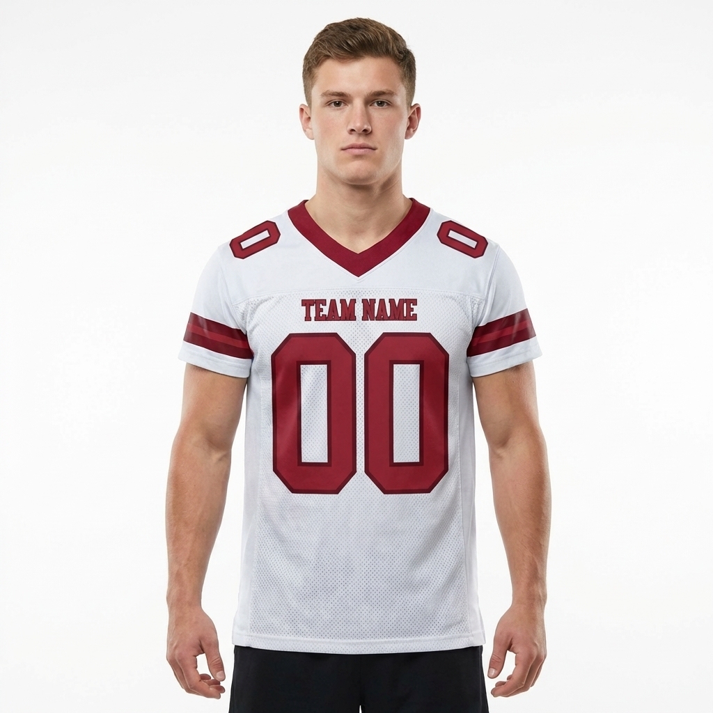 Custom White & Burgundy Football Jersey