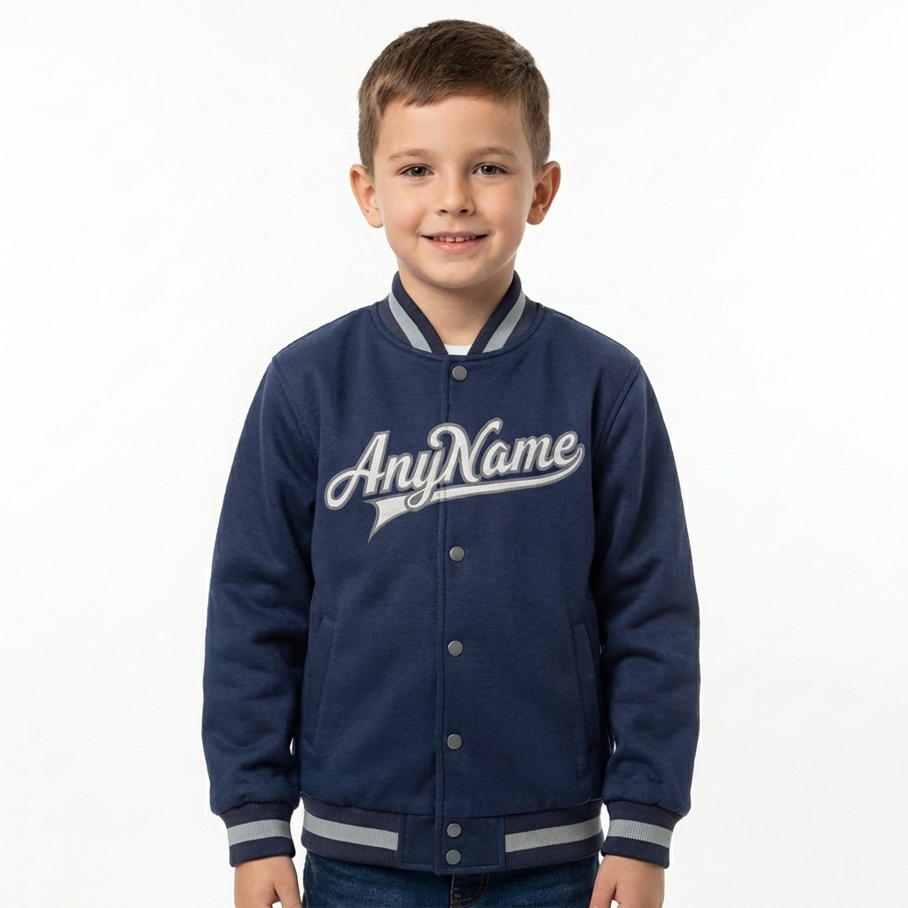 Custom Royal Blue & White/Gray Full-Snap Fleece Jacket