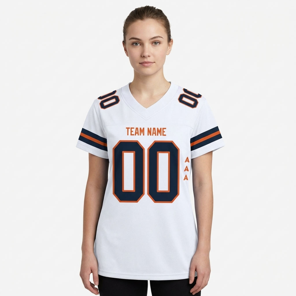 Custom White & Black/Orange Football Jersey