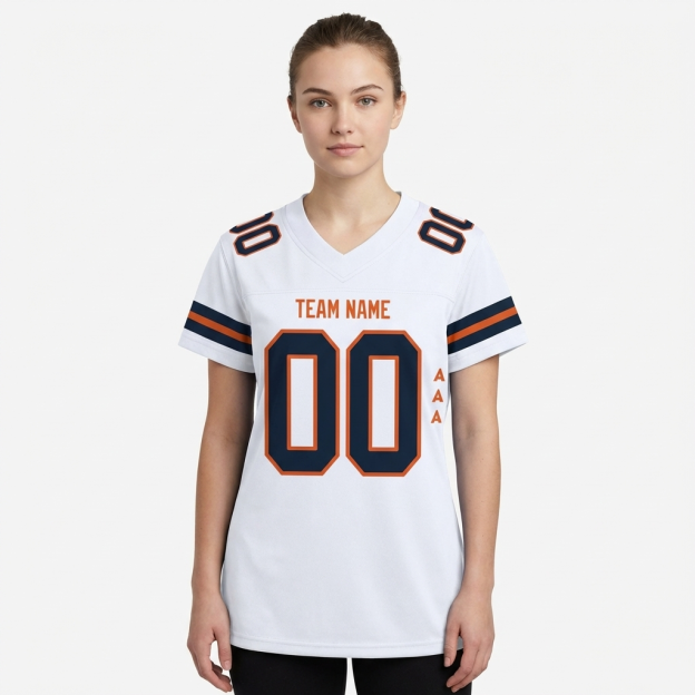 Custom White & Black/Orange Football Jersey