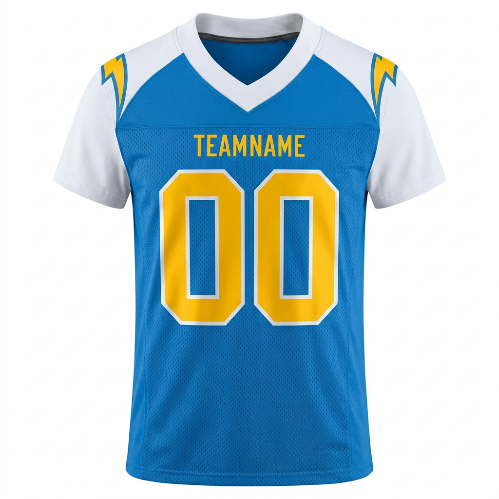 Custom Powder Blue & Gold/White Football Jersey