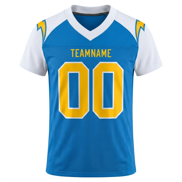 Custom Powder Blue & Gold/White Football Jersey