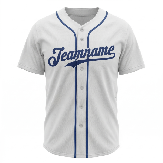 Custom White & Royal Classic Fashion Baseball Jersey