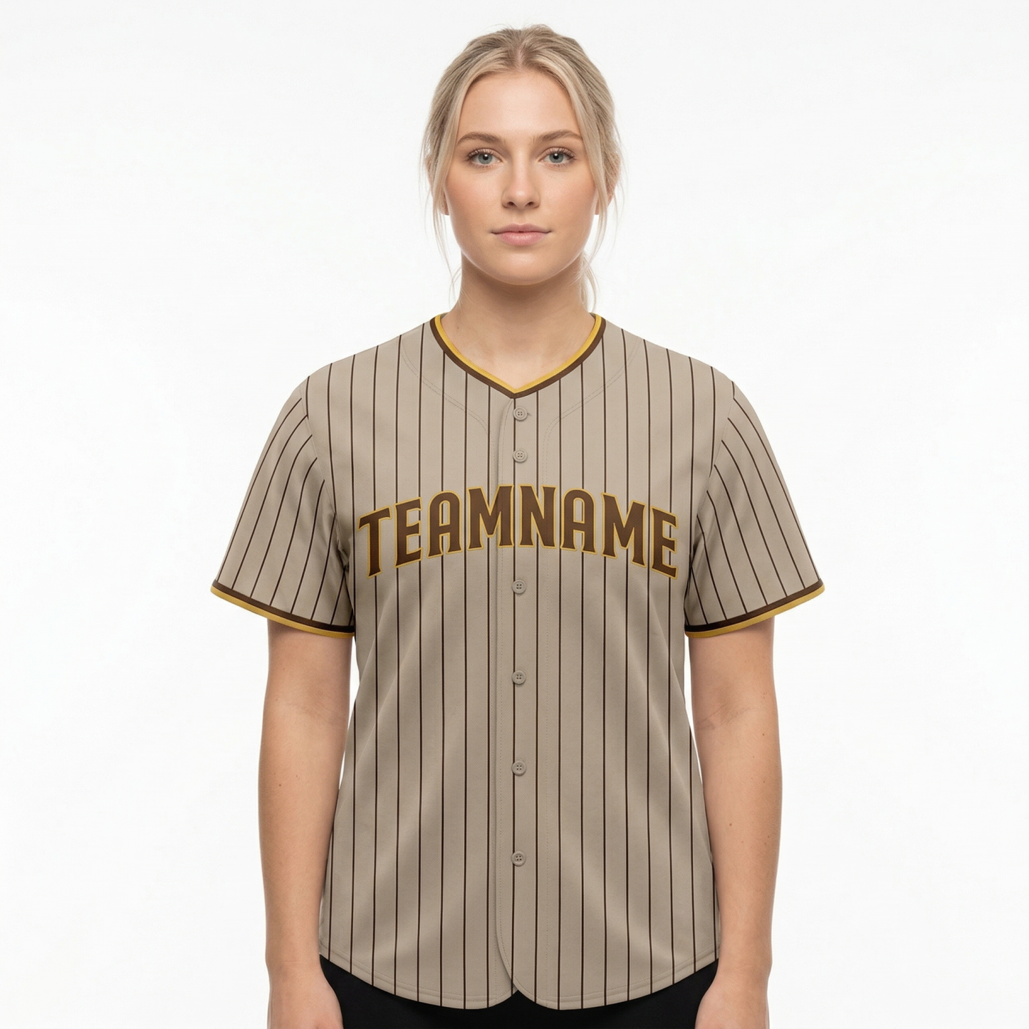 Custom Light Grey & Brown/Yellow Pinstripes Classic Fashion Baseball Jersey