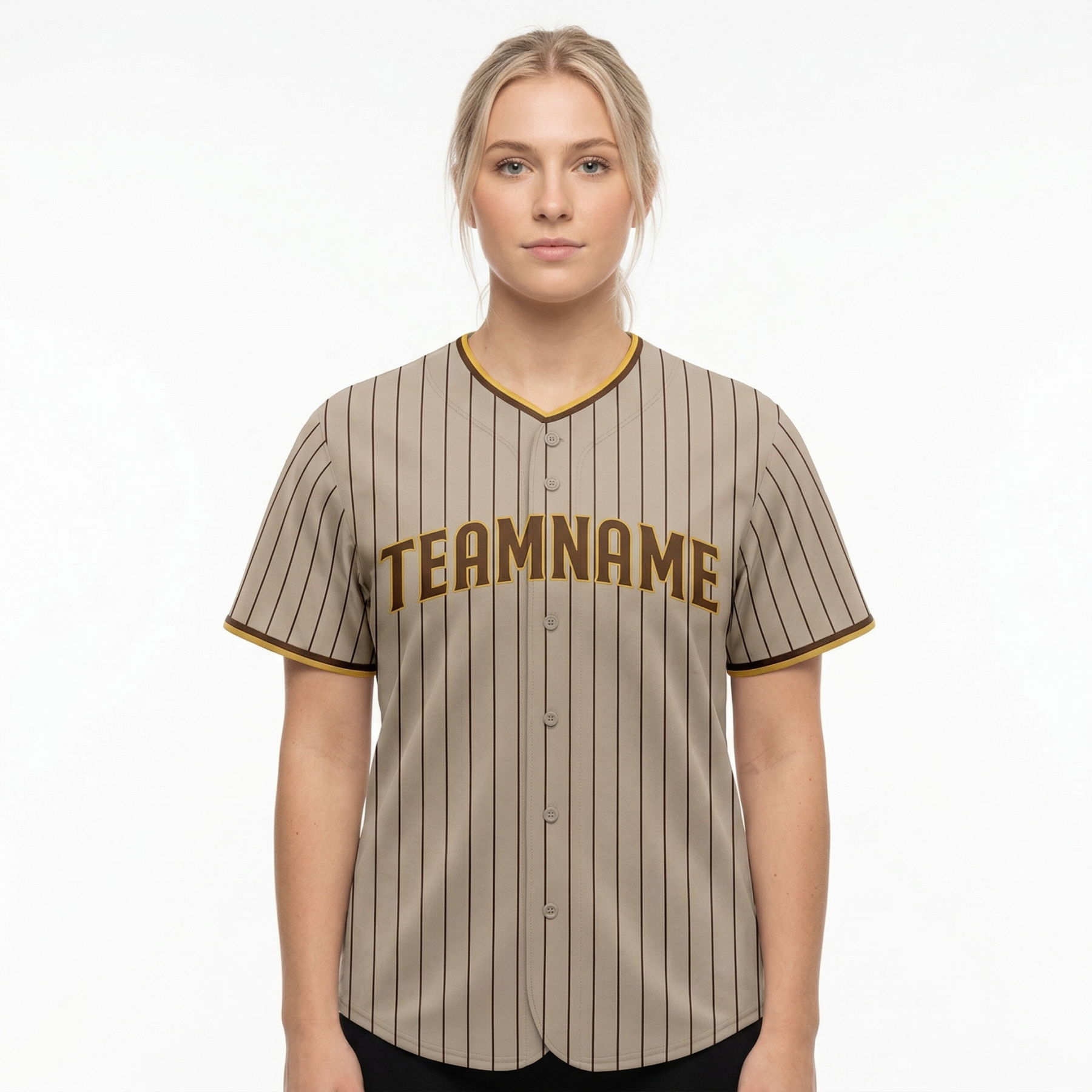 Custom Light Grey & Brown/Yellow Pinstripes Classic Fashion Baseball Jersey
