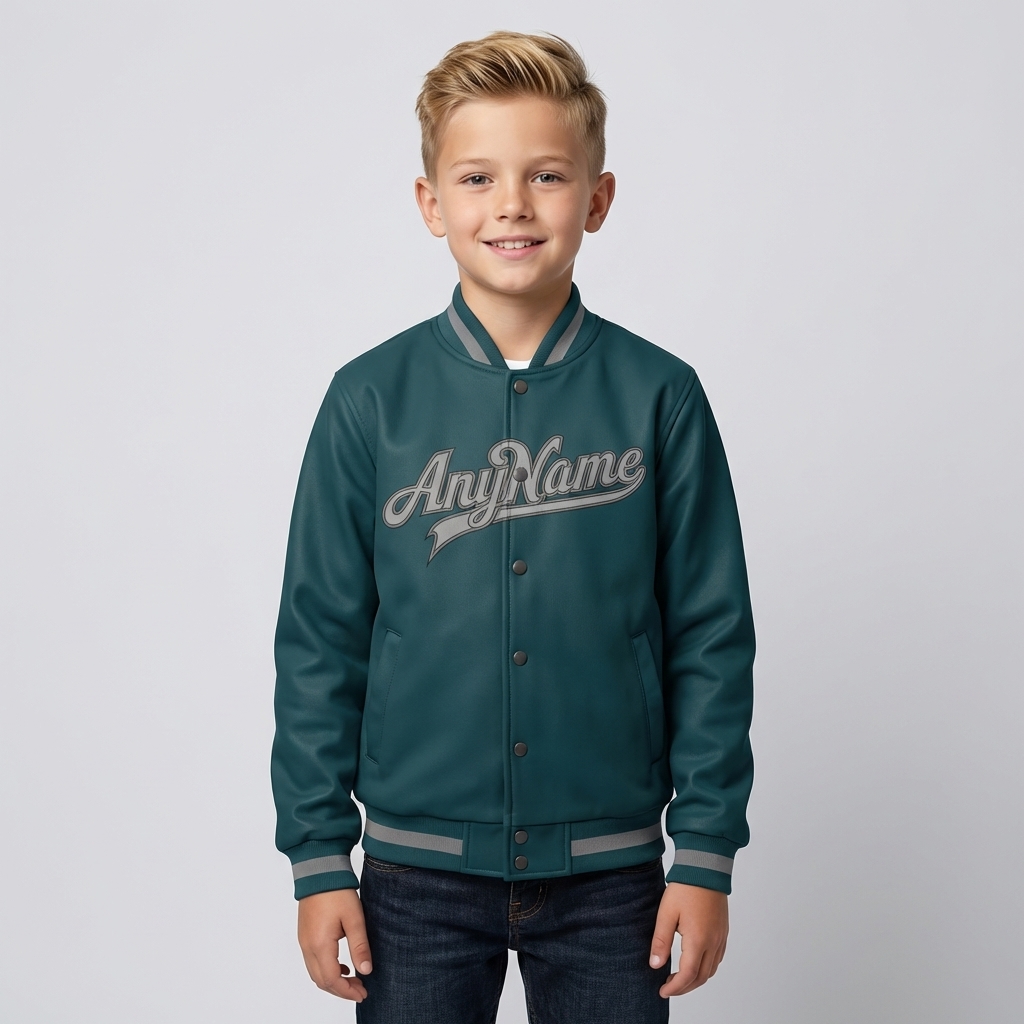 Custom Midnight Green & Gray/Black Full-Snap Fleece Jacket