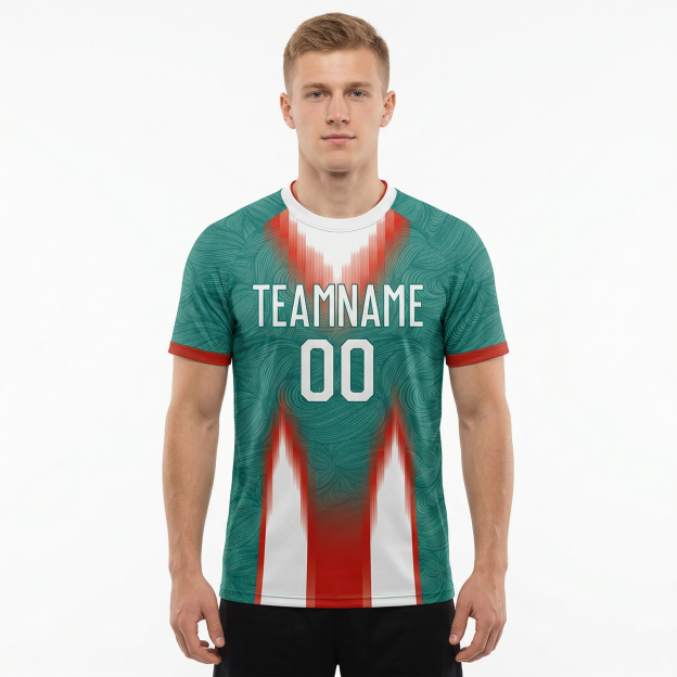 Custom Green & White/Red Custom Soccer Jersey