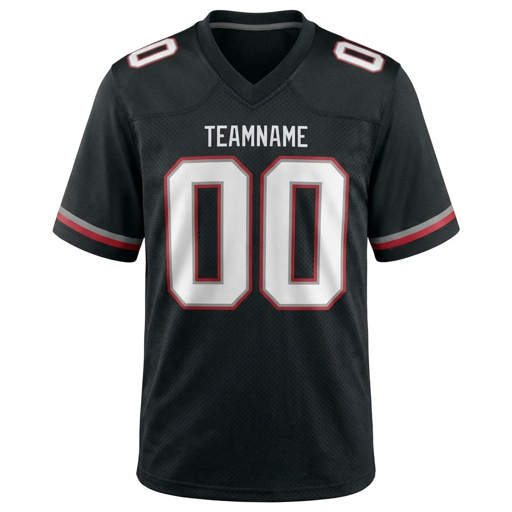 Custom Black & White/Grey-Red Football Jersey