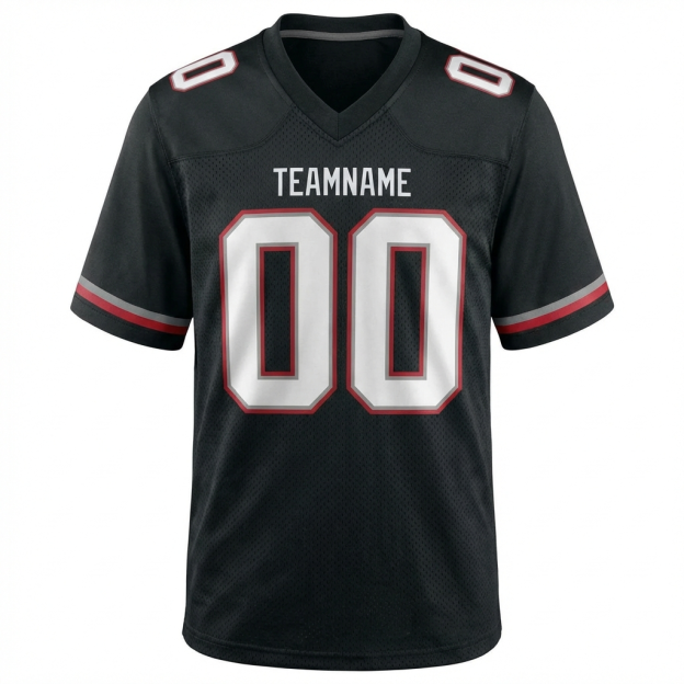 Custom Black & White/Grey-Red Football Jersey
