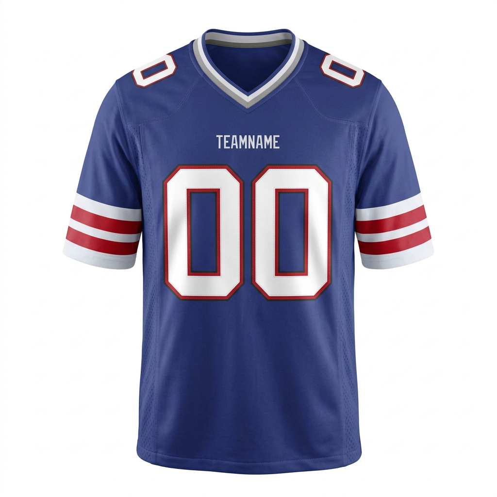 Custom Royal Blue & White/Red Football Jersey