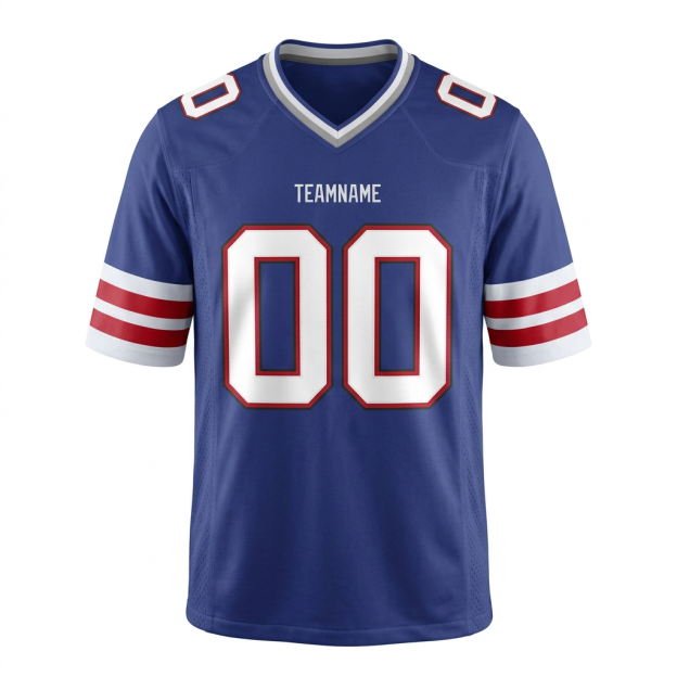 Custom Royal Blue & White/Red Football Jersey