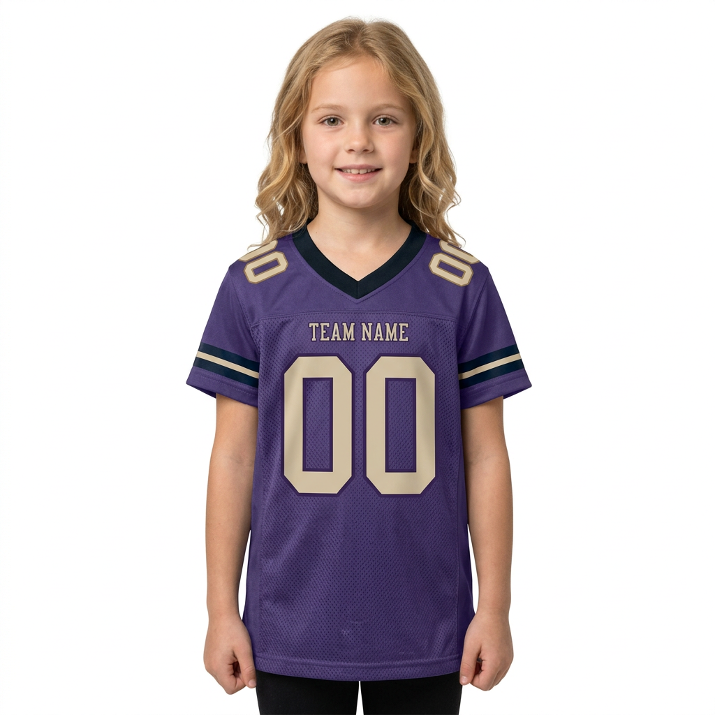 Custom Purple & Cream/Black Football Jersey
